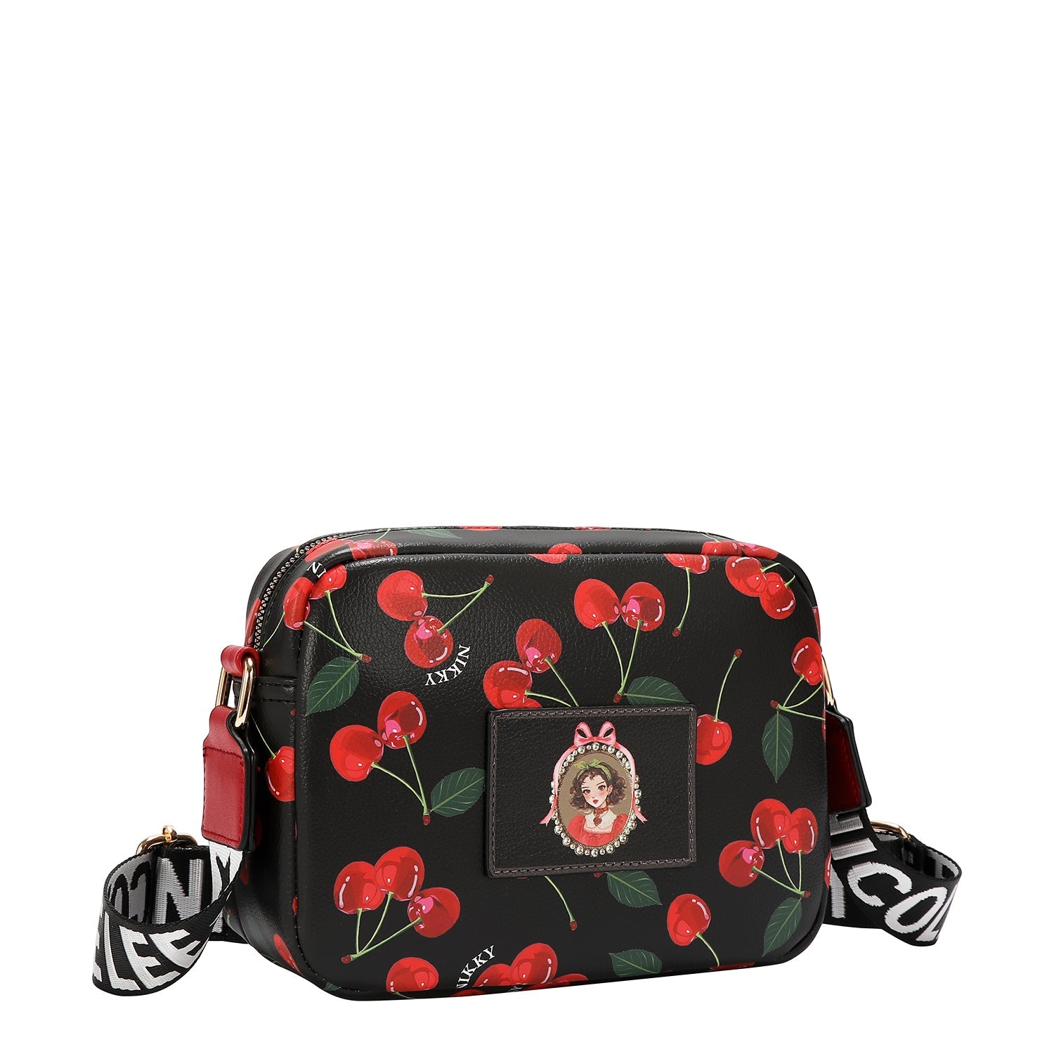 KOMPAKTE SCHULTERTASCHE (<tc>CHERRY LIPS</tc>-SCHWARZ)