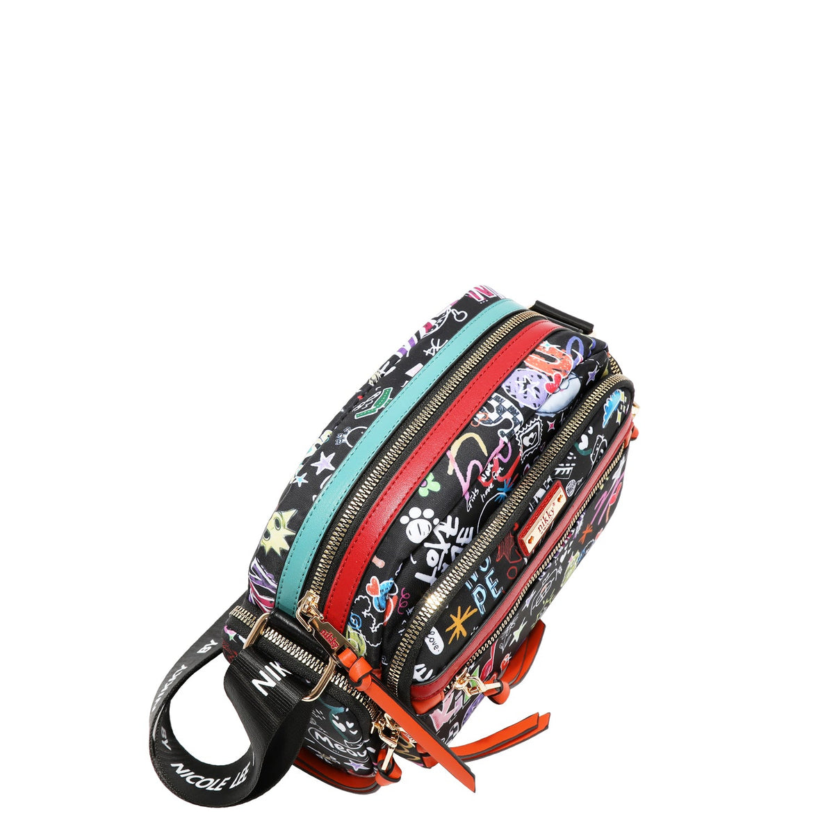 BANDOLERA MULTIPLE COMPARTIMIENTO (JUST FOR FUN - NEGRO)