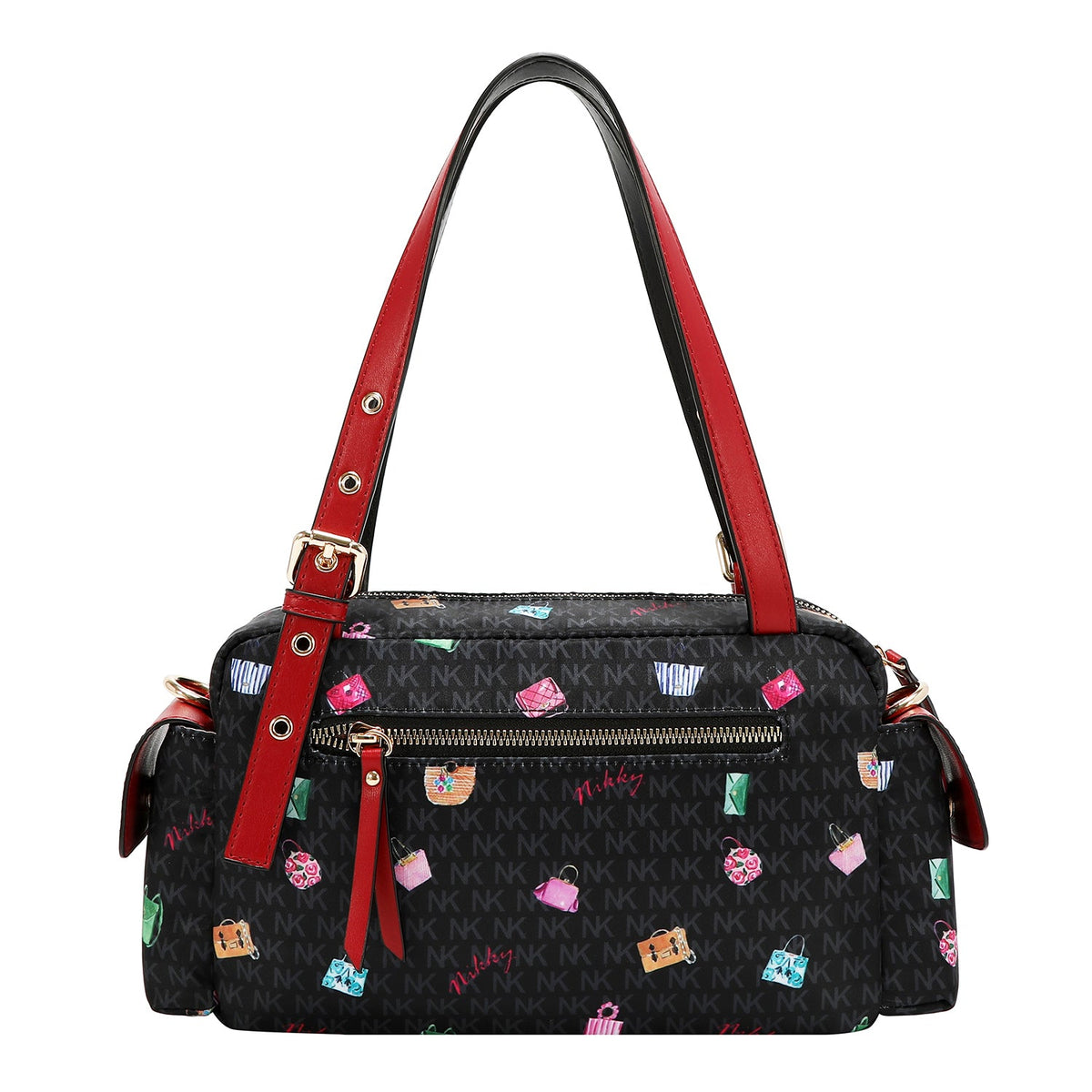 BOLSO SATCHEL DE NYLON (GLAMOROUS WALK - NEGRO)