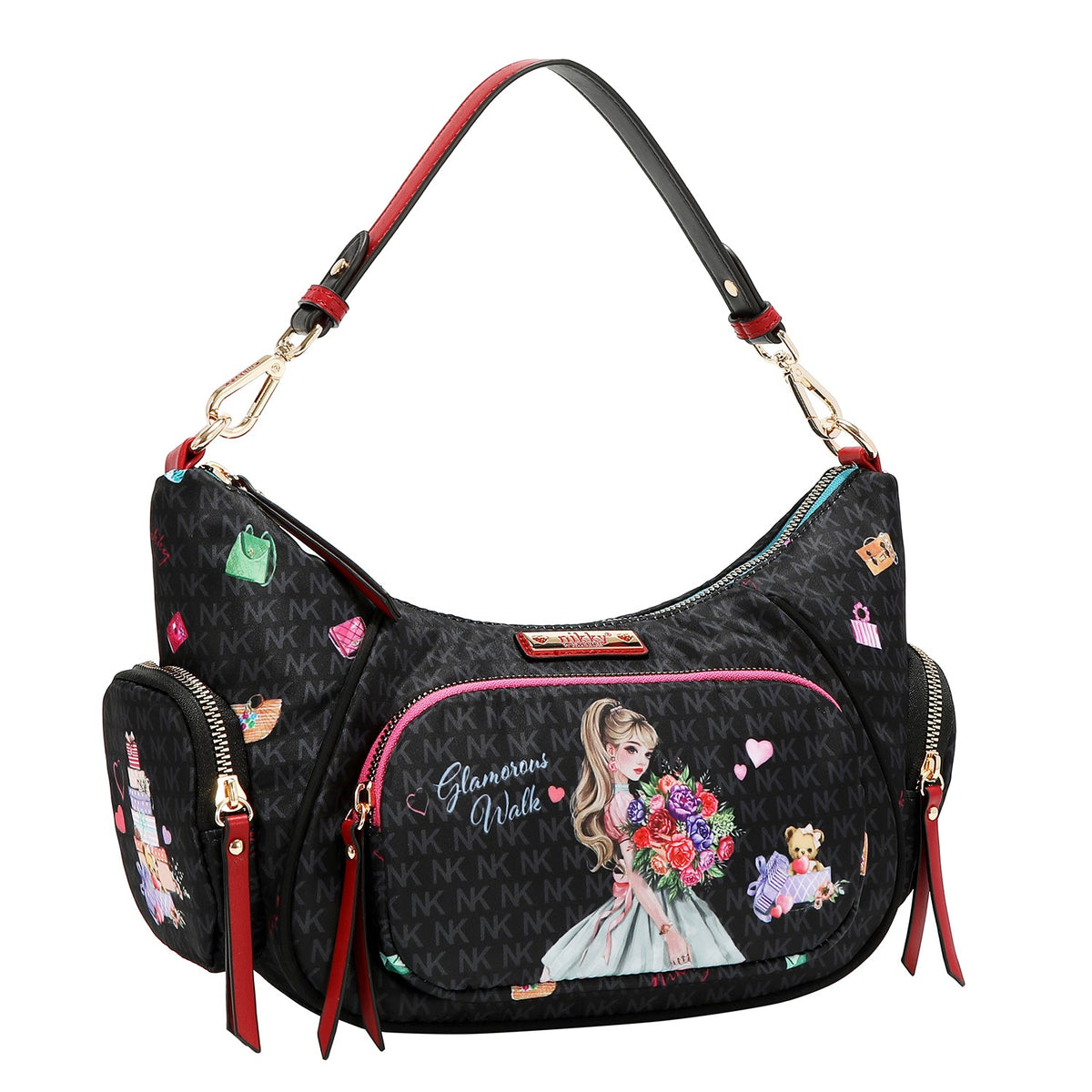 BOLSO DE HOMBRO DE NYLON (GLAMOROUS WALK - NEGRO)