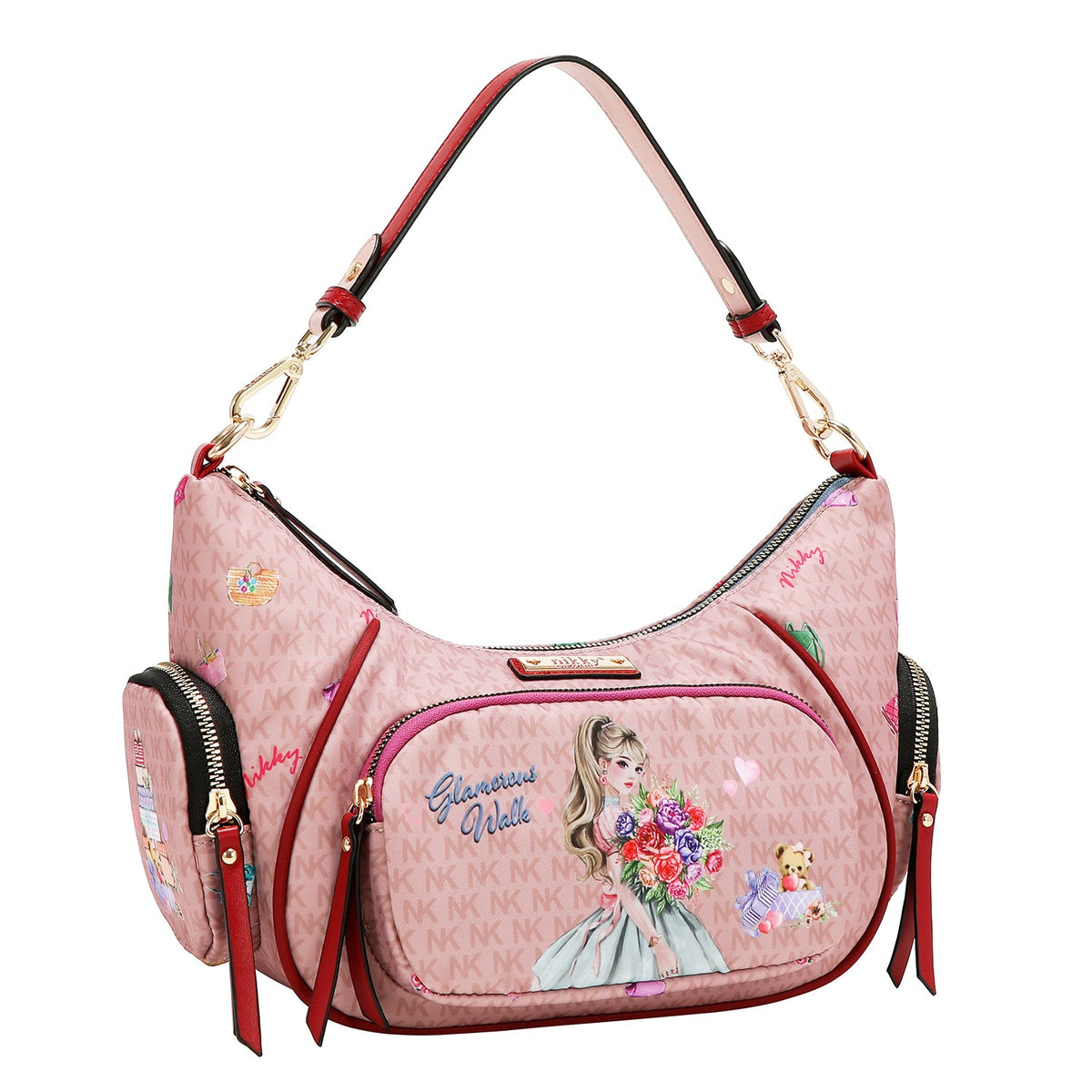 BOLSO DE HOMBRO DE NYLON (GLAMOROUS WALK - ROSA)