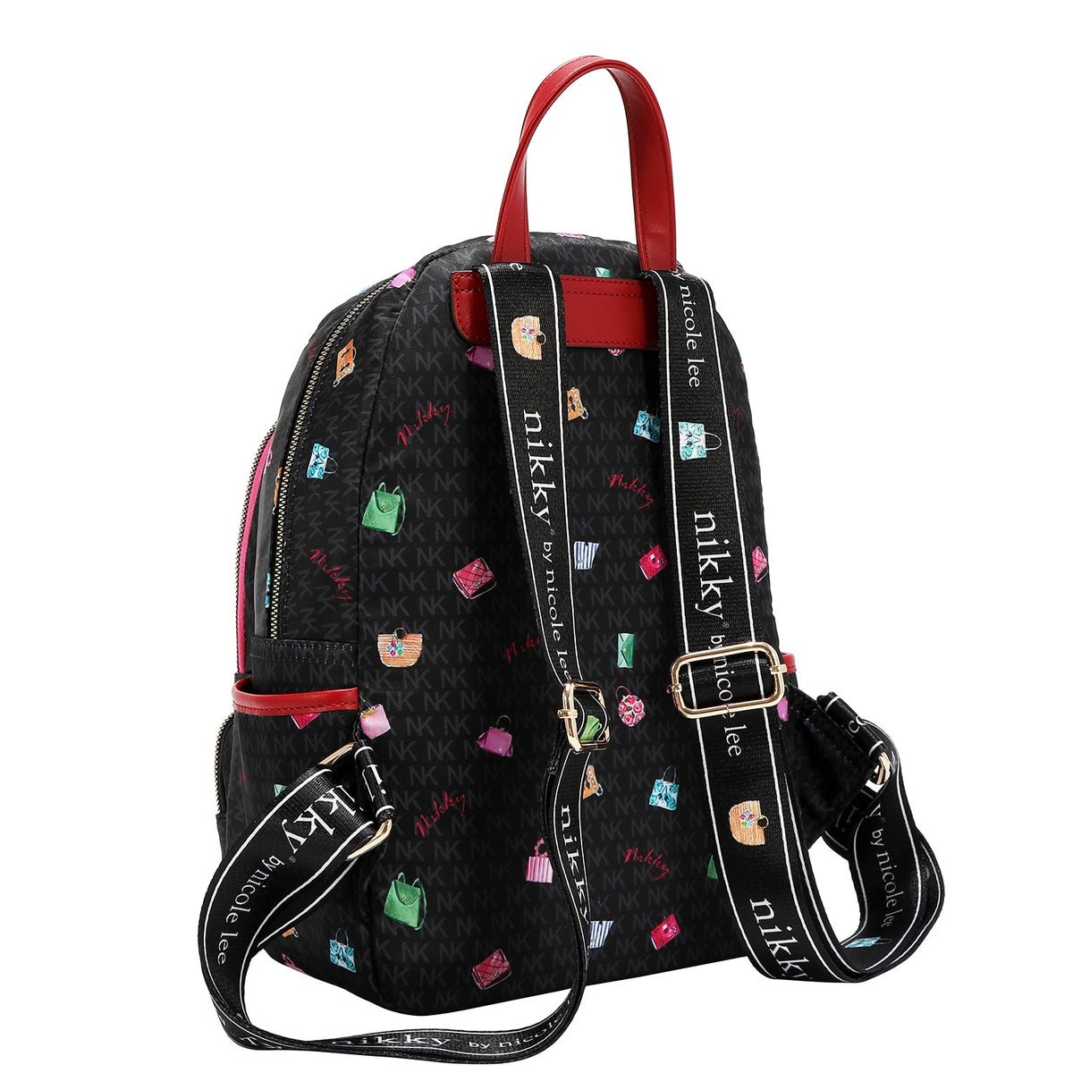 MOCHILA MEDIANA DE NYLON (GLAMOROUS WALK - NEGRO)