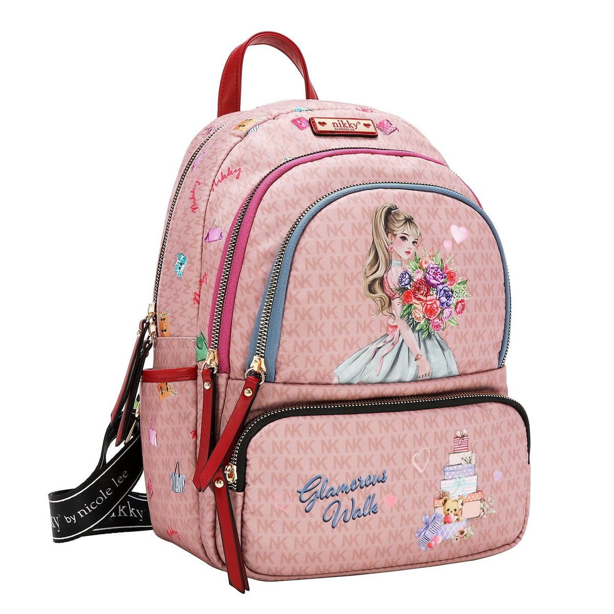 MOCHILA MEDIANA DE NYLON (GLAMOROUS WALK - ROSA)