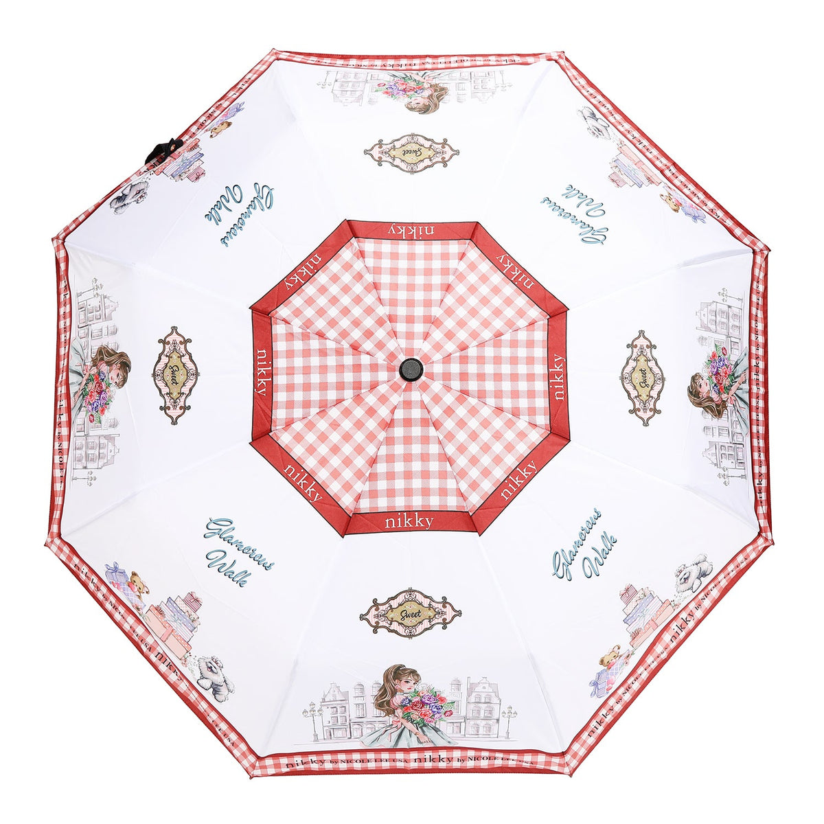 PARAGUAS PORTABLE CON IMPRESIÓN (GLAMOROUS WALK-BLANCO)