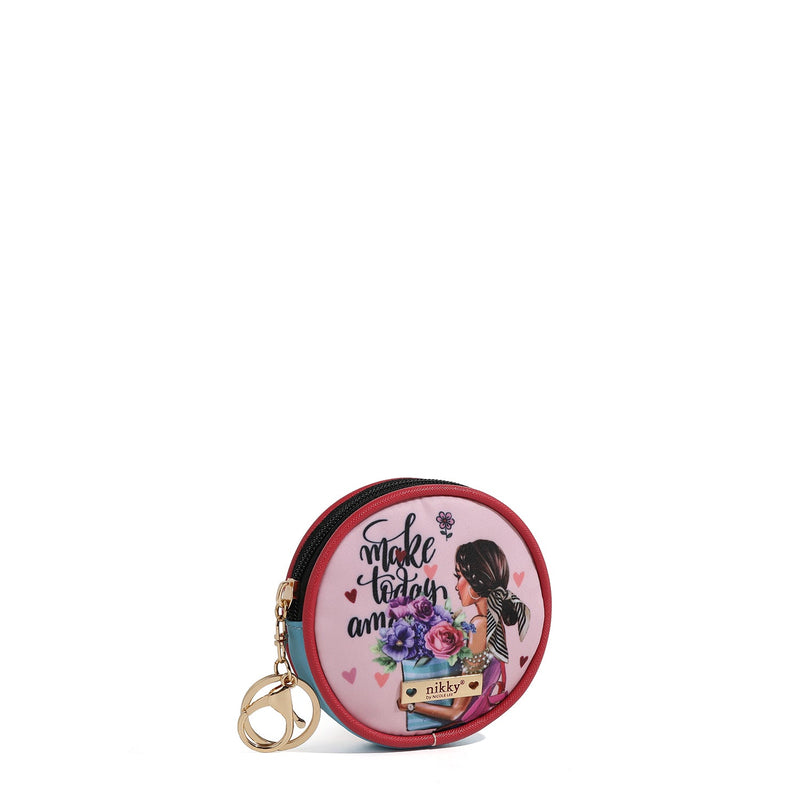 KEYCHAIN ​​WITH ROUND COIN PURSE (<tc>FLOWER DAY</tc>)
