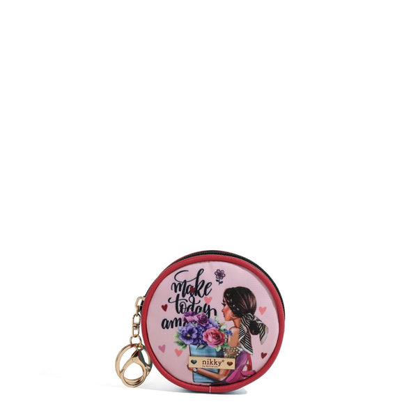 KEYCHAIN ​​WITH ROUND COIN PURSE (<tc>FLOWER DAY</tc>)