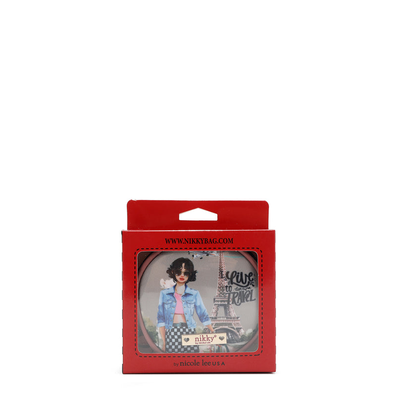 KEYCHAIN ​​WITH ROUND COIN PURSE (<tc>I LIVE TO TRAVEL</tc>)