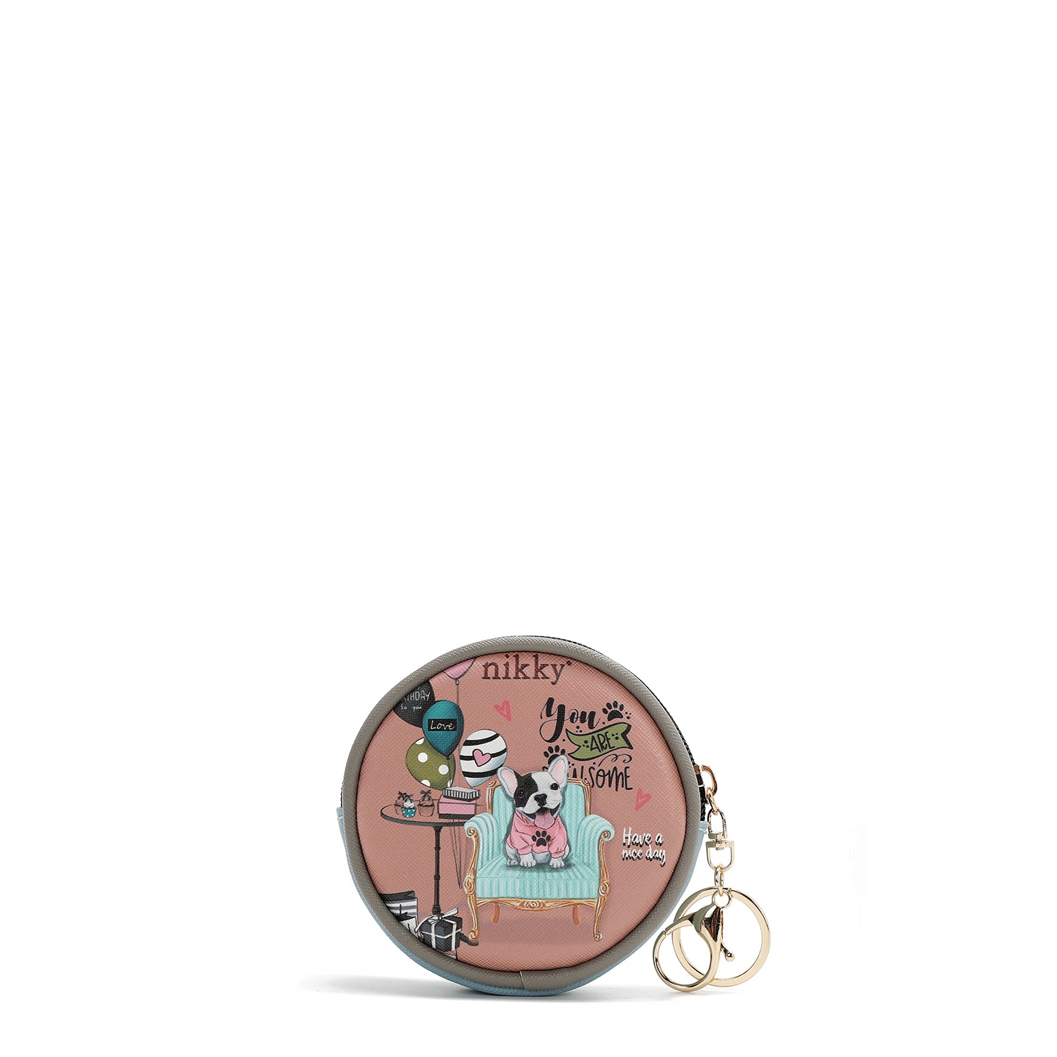 KEYCHAIN ​​WITH ROUND COIN PURSE (<tc>PARTY KING</tc>)