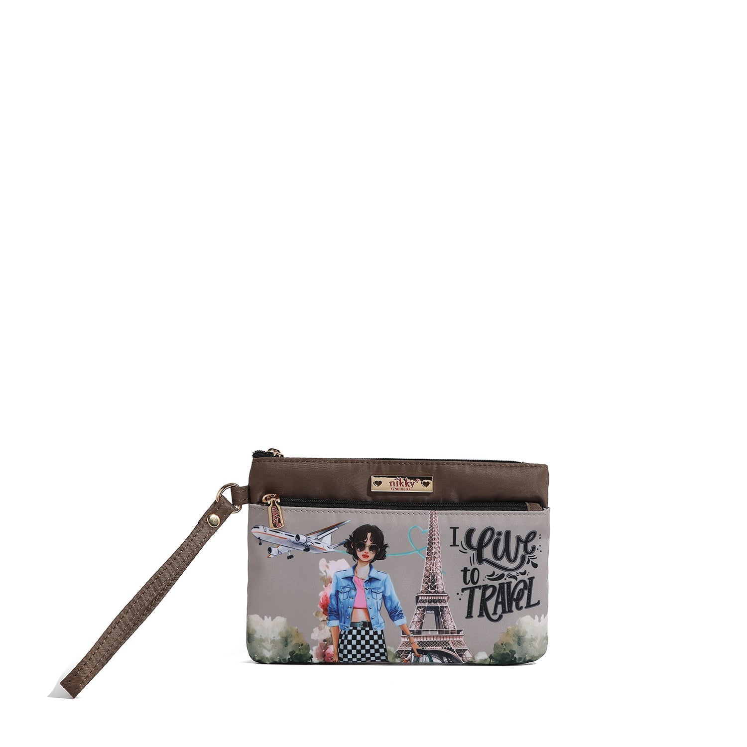 BORSA DA TOELETTATURA CON CERNIERA (<tc>I LIVE TO TRAVEL</tc>)
