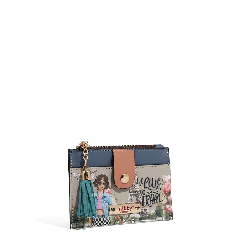 CARD HOLDER WITH ZIPPER (<tc>I LIVE TO TRAVEL</tc>)
