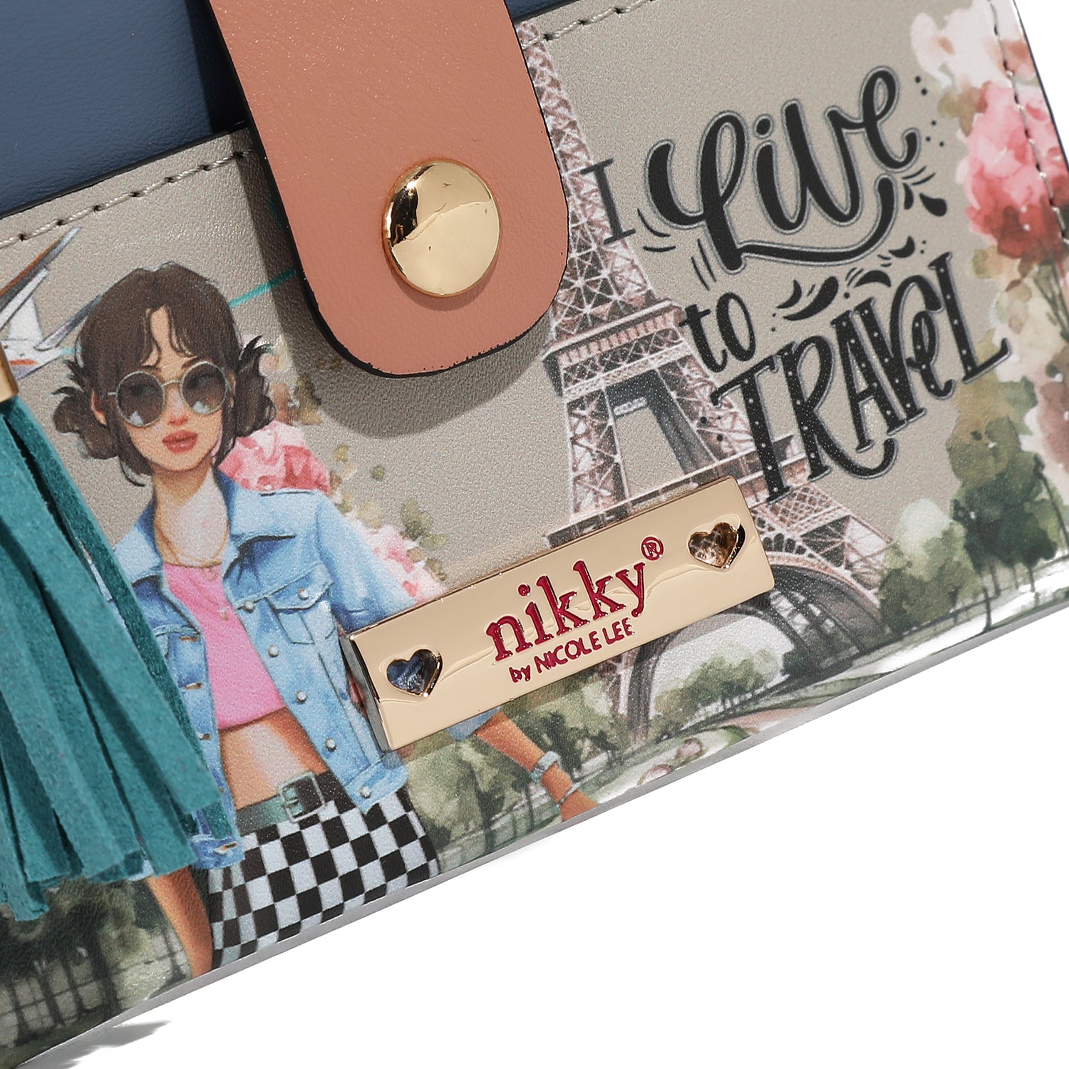 PORTE-CARTES AVEC FERMETURE ÉCLAIR (<tc>I LIVE TO TRAVEL</tc>)
