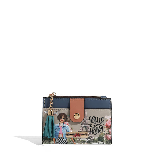 CARD HOLDER WITH ZIPPER (<tc>I LIVE TO TRAVEL</tc>)