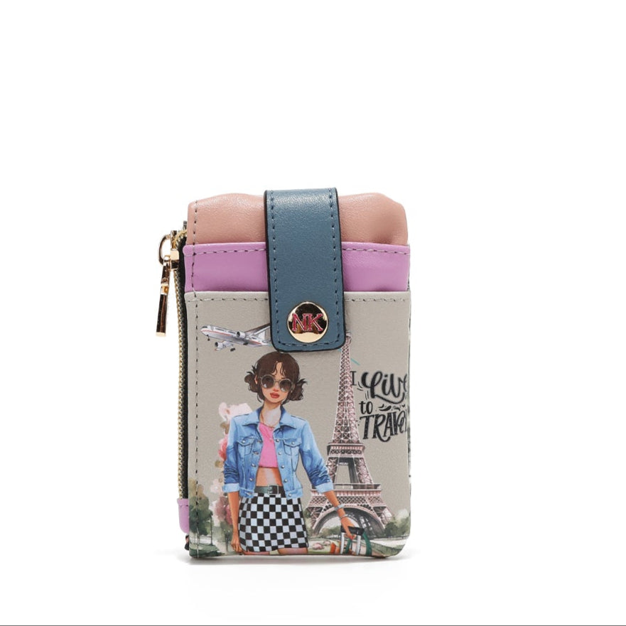 MINI PORTA CARTE CON CHIUSURA (<tc>I LIVE TO TRAVEL</tc>)