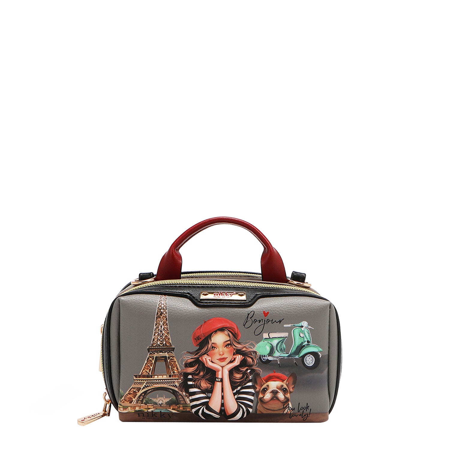 MINI BOSTON CROSSBODY BAG MIT DOPPEL-REISSVERSCHLUSS (<tc>EIFFEL DREAMS</tc>)
