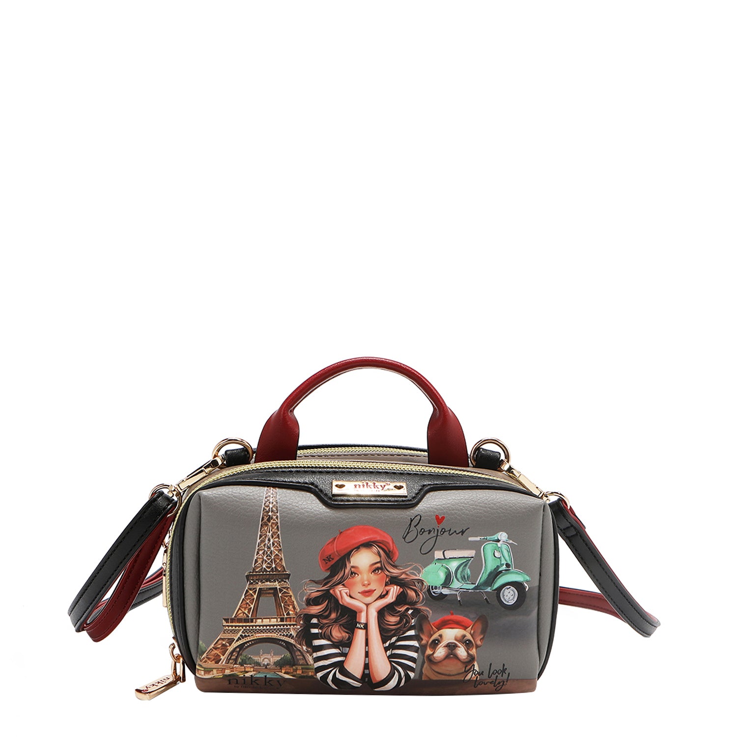 MINI BOSTON CROSSBODY BAG MIT DOPPEL-REISSVERSCHLUSS (<tc>EIFFEL DREAMS</tc>)