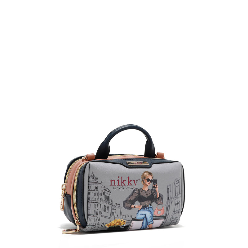 MINI BOSTON CROSSBODY BAG WITH DOUBLE ZIPPER (<tc>URBAN COFFEE DREAM</tc>)