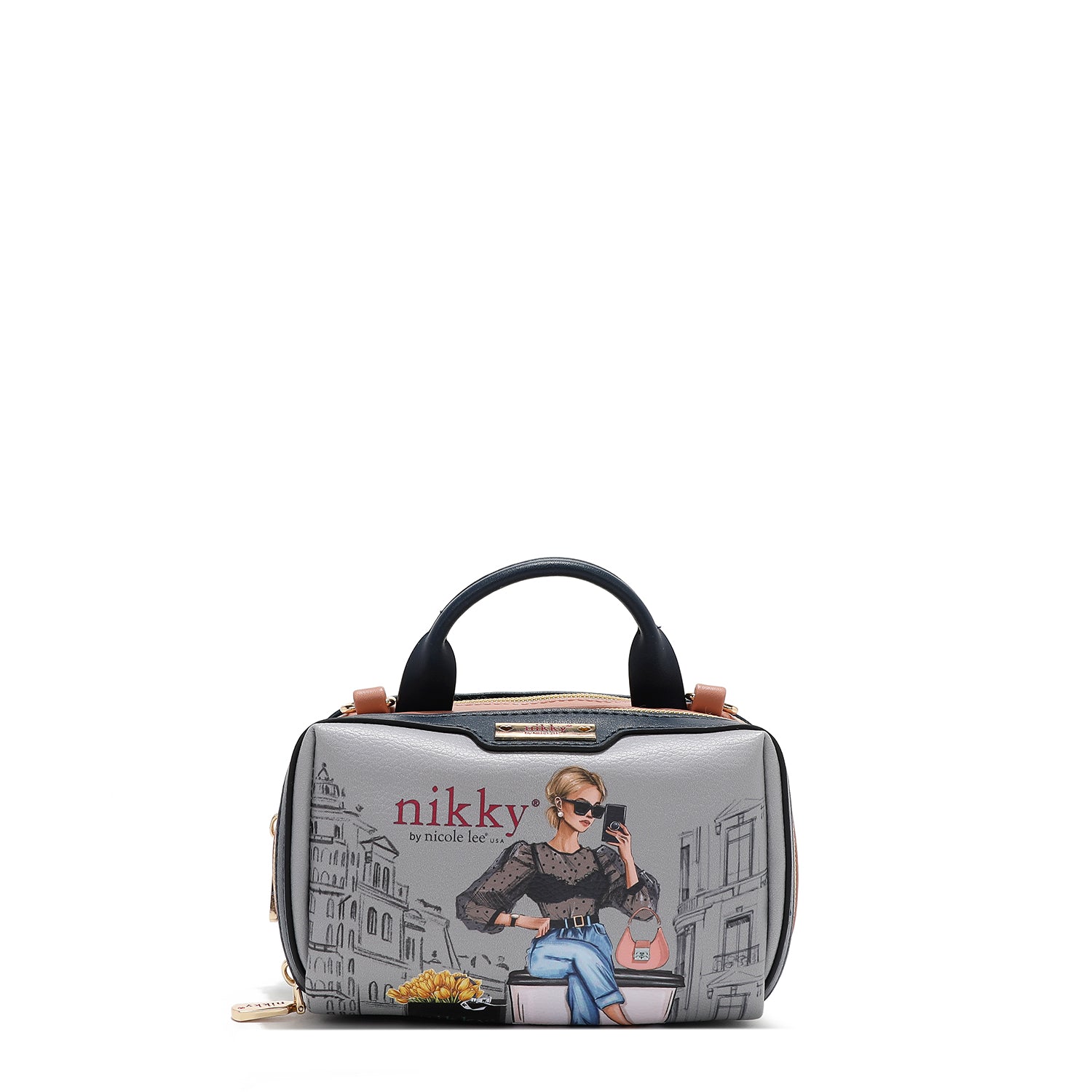 BOSTON MINI CROSSBODY TASCHE MIT DOPPELREISSVERSCHLUSS (<tc>URBAN COFFEE DREAM</tc>)
