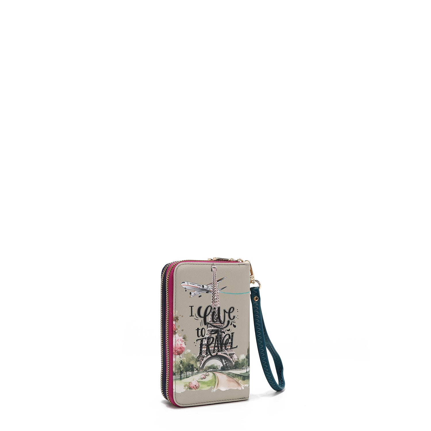 CARTERA MEDIANA CON DOBLE CREMALLERA (I LIVE TO TRAVEL)