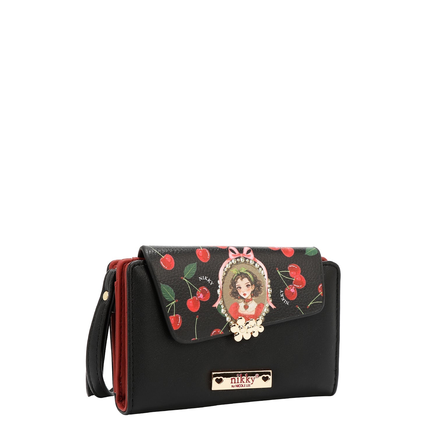 PORTAFOGLIO PIEGHEVOLE PICCOLO <tc>NIKKY</tc> <tc>CHERRY LIPS</tc>-NERO)