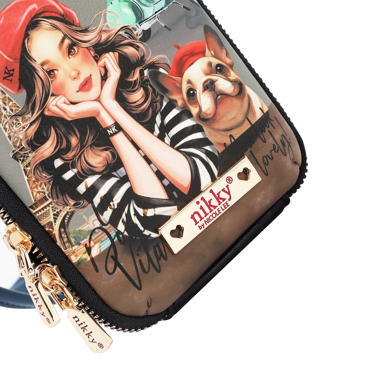 BORSA A TRACOLLA CON CERNIERA PER TELEFONO/PORTAFOGLIO (<tc>EIFFEL DREAMS</tc>)