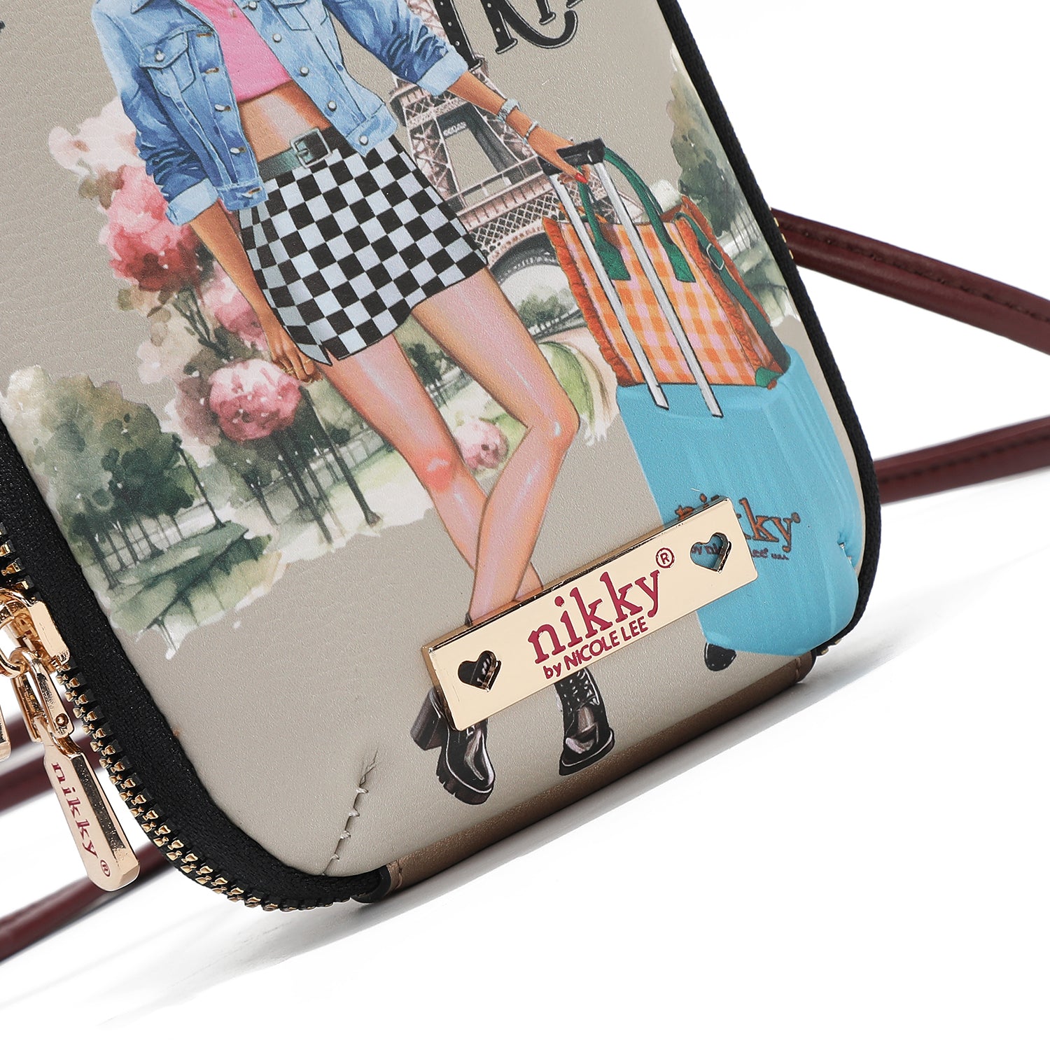 BOLSO CRUZADO CON CREMALLERA PARA TELÉFONO/CARTERA (I LIVE TO TRAVEL)