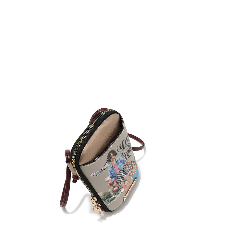 CROSSBODY BAG WITH ZIPPER FOR PHONE/WALLET (<tc>I LIVE TO TRAVEL</tc>)
