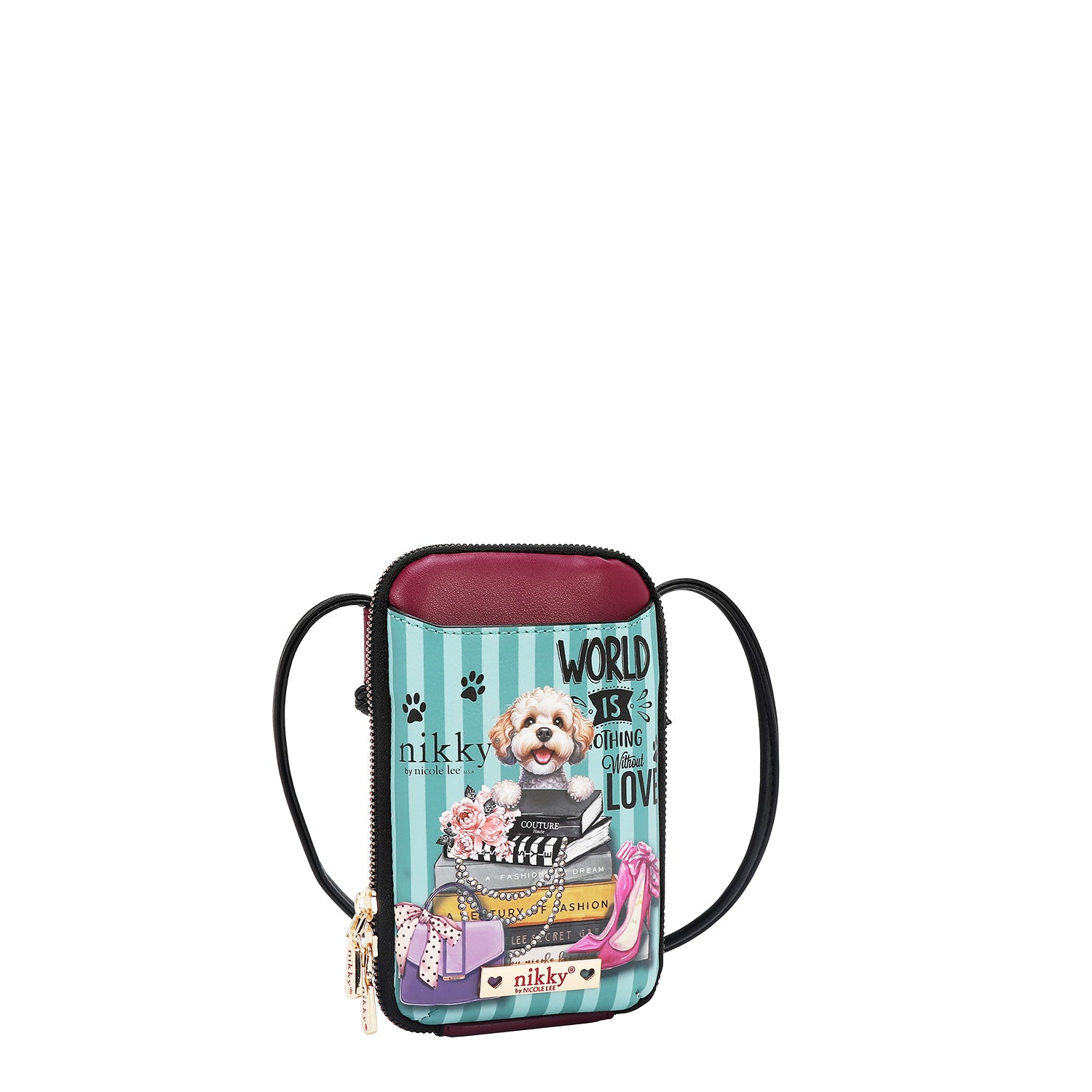 SAC BANDOULIÈRE AVEC FERMETURE ÉCLAIR POUR TÉLÉPHONE/PORTEFEUILLE (DESSUS TO LOVE YOU)