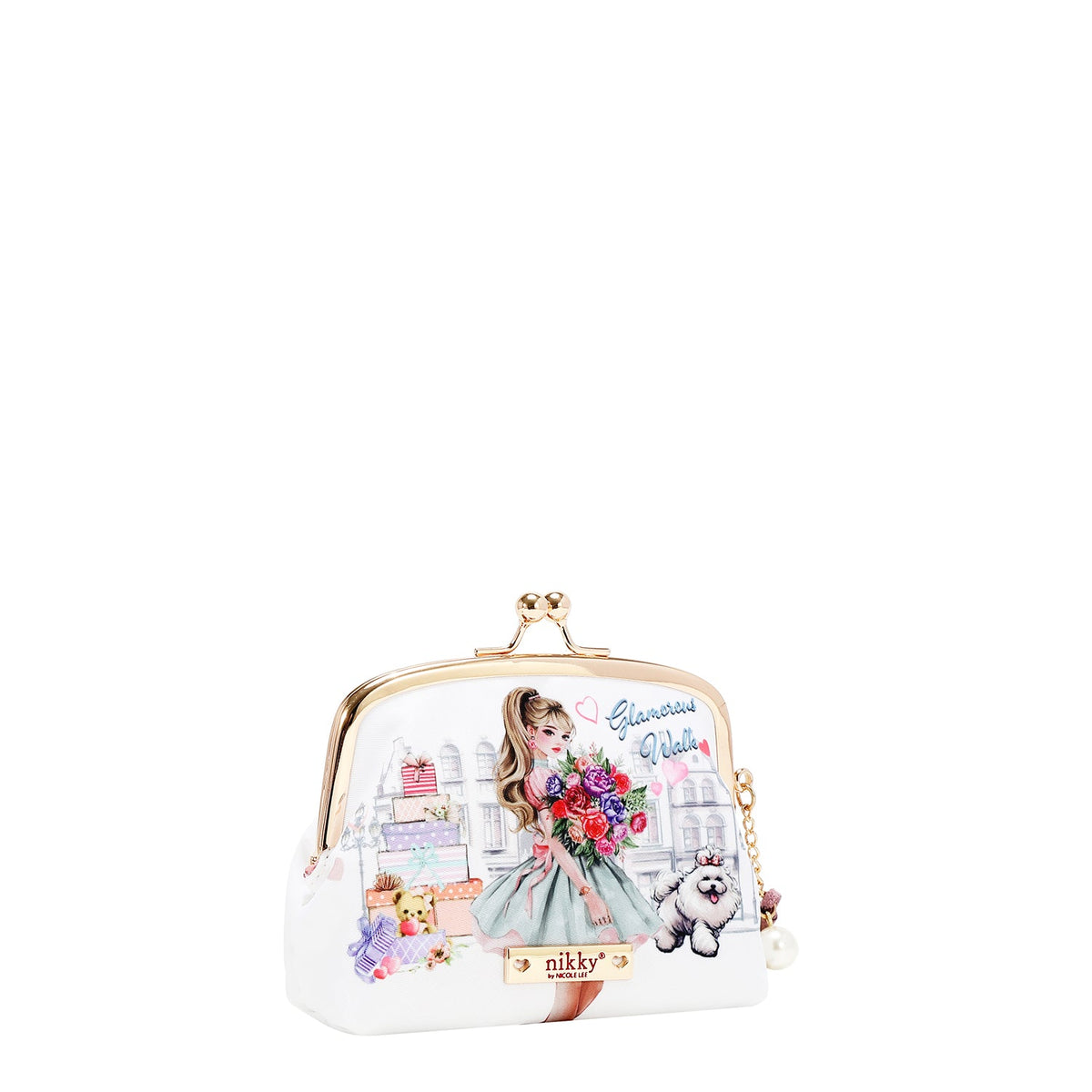 BOLSA DE COSMÉTICOS CON BESO BLOQUEADO (GLAMOROUS WALK-BLANCO)