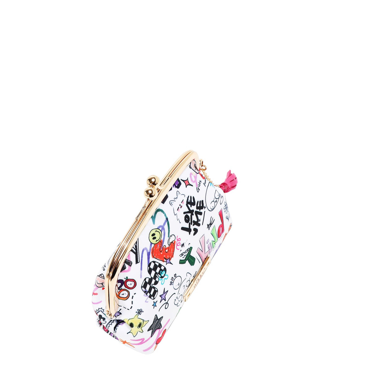 BOLSA DE COSMÉTICOS CON BESO BLOQUEADO (JUST FOR FUN-BLANCO)