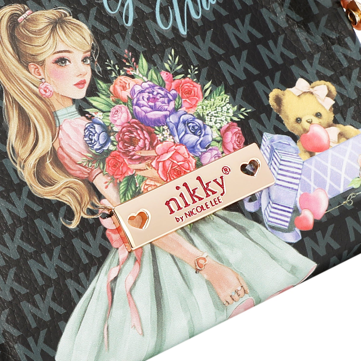 MONEDERO CON BLOQUEO DE BESO (GLAMOROUS WALK-NEGRO)