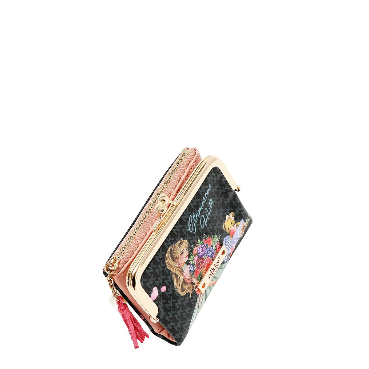MONEDERO CON BLOQUEO DE BESO (GLAMOROUS WALK-NEGRO)