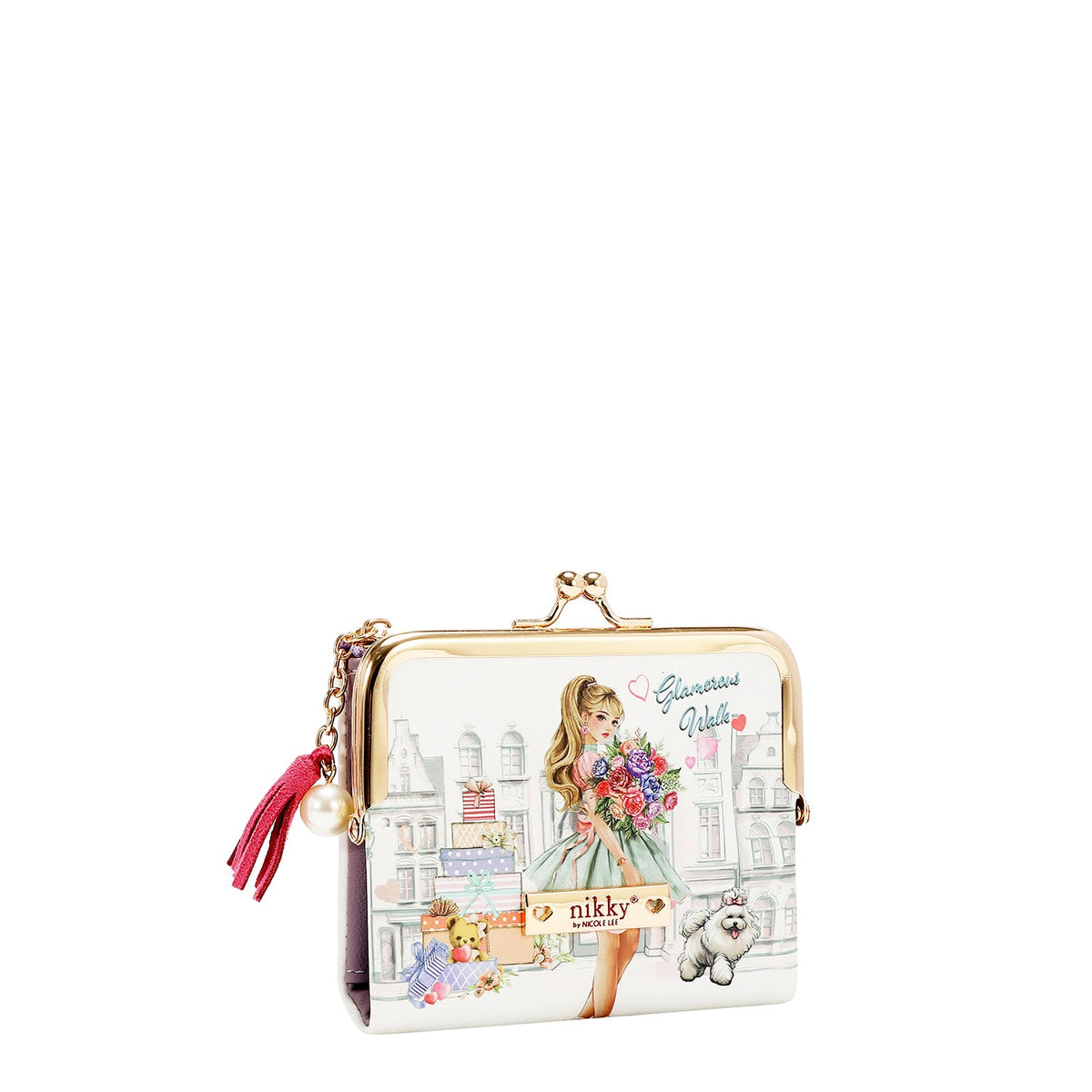 MONEDERO CON BLOQUEO DE BESO (GLAMOROUS WALK-BLANCO)