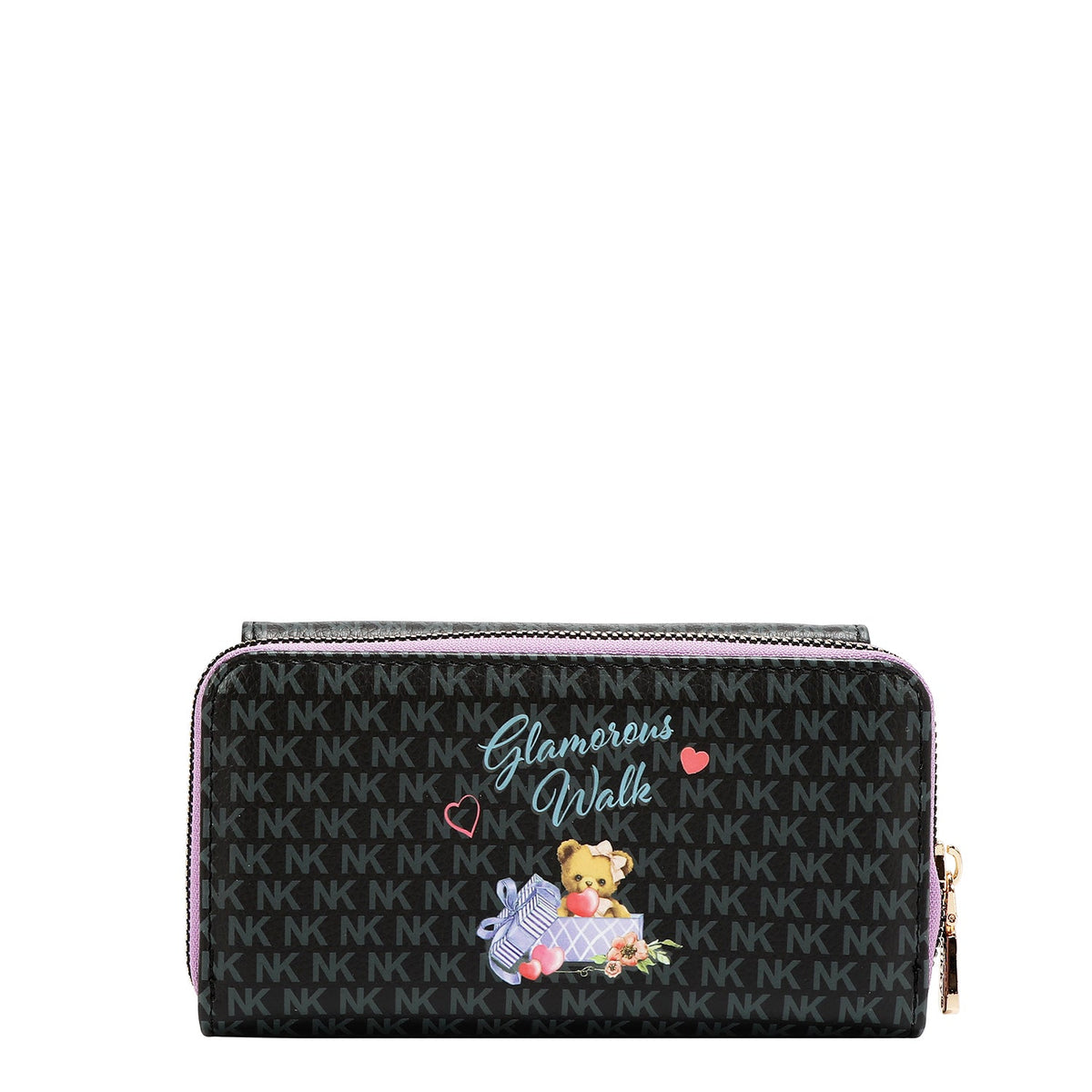 CARTERA CON SOLAPA Y CIERRE DE CREMALLERA (GLAMOROUS WALK-NEGRO)