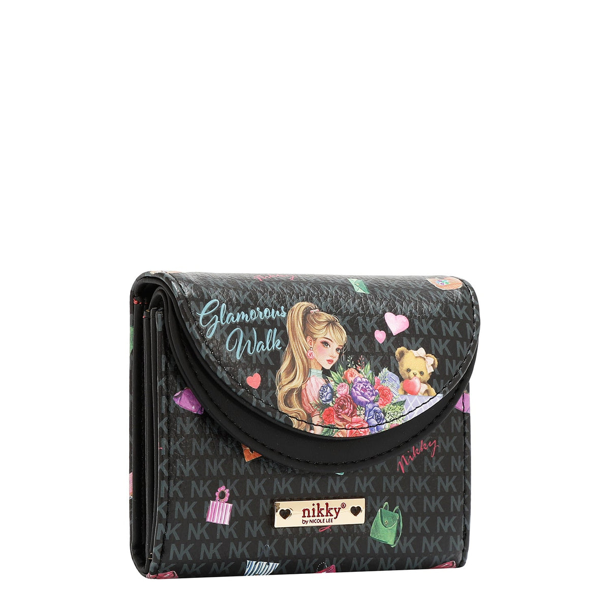 CARTERA COMPACTA DOBLE SOLAPA (GLAMOROUS WALK-NEGRO)