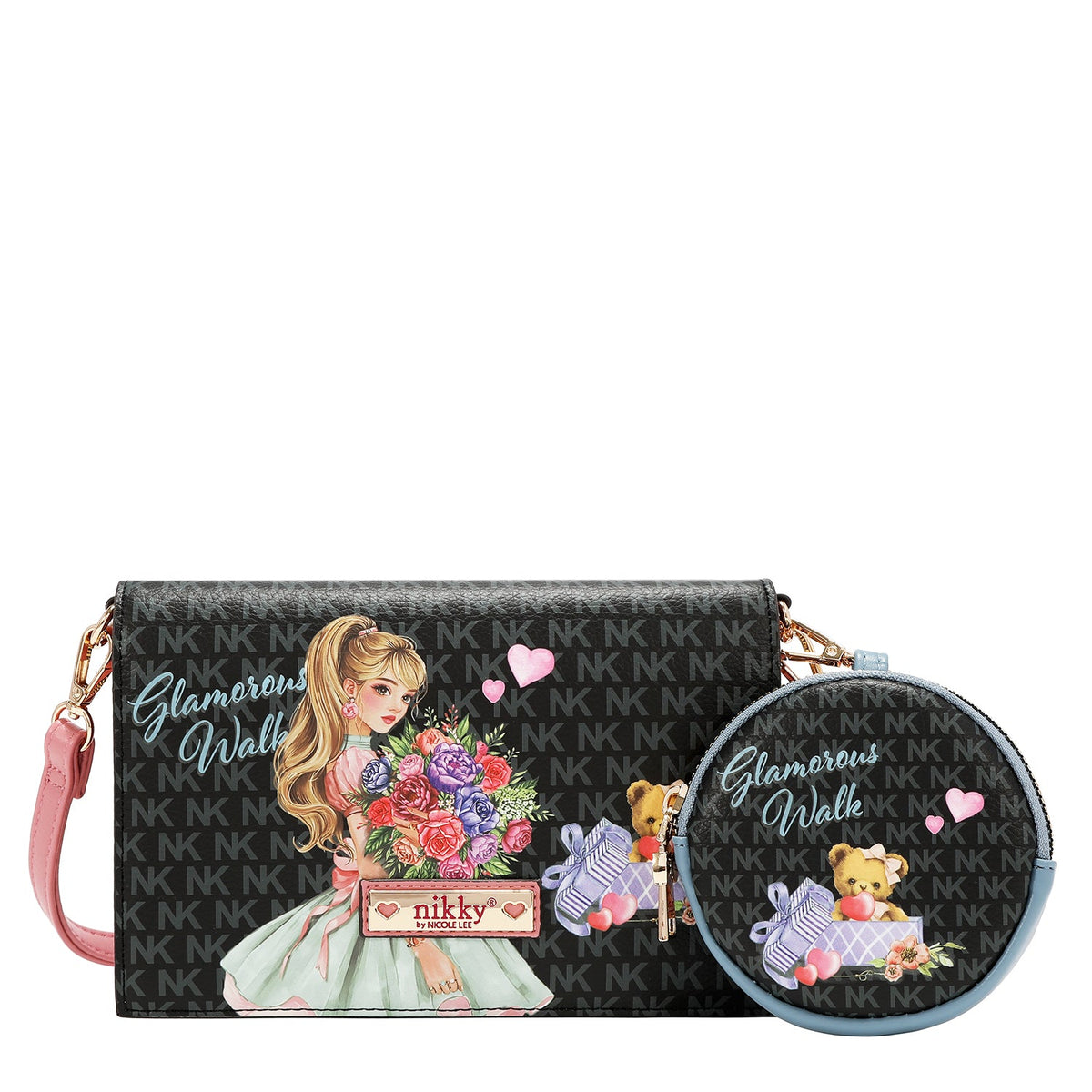 BANDOLERA DE 2 PIEZAS (GLAMOROUS WALK-NEGRO)
