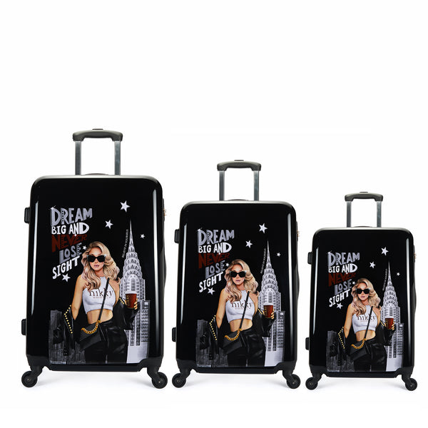 SET OF 3 ABS PLASTIC SUITCASES <tc><tc>Dreamer</tc></tc>