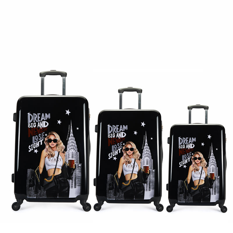 SET OF 3 ABS PLASTIC SUITCASES <tc><tc>Dreamer</tc></tc>