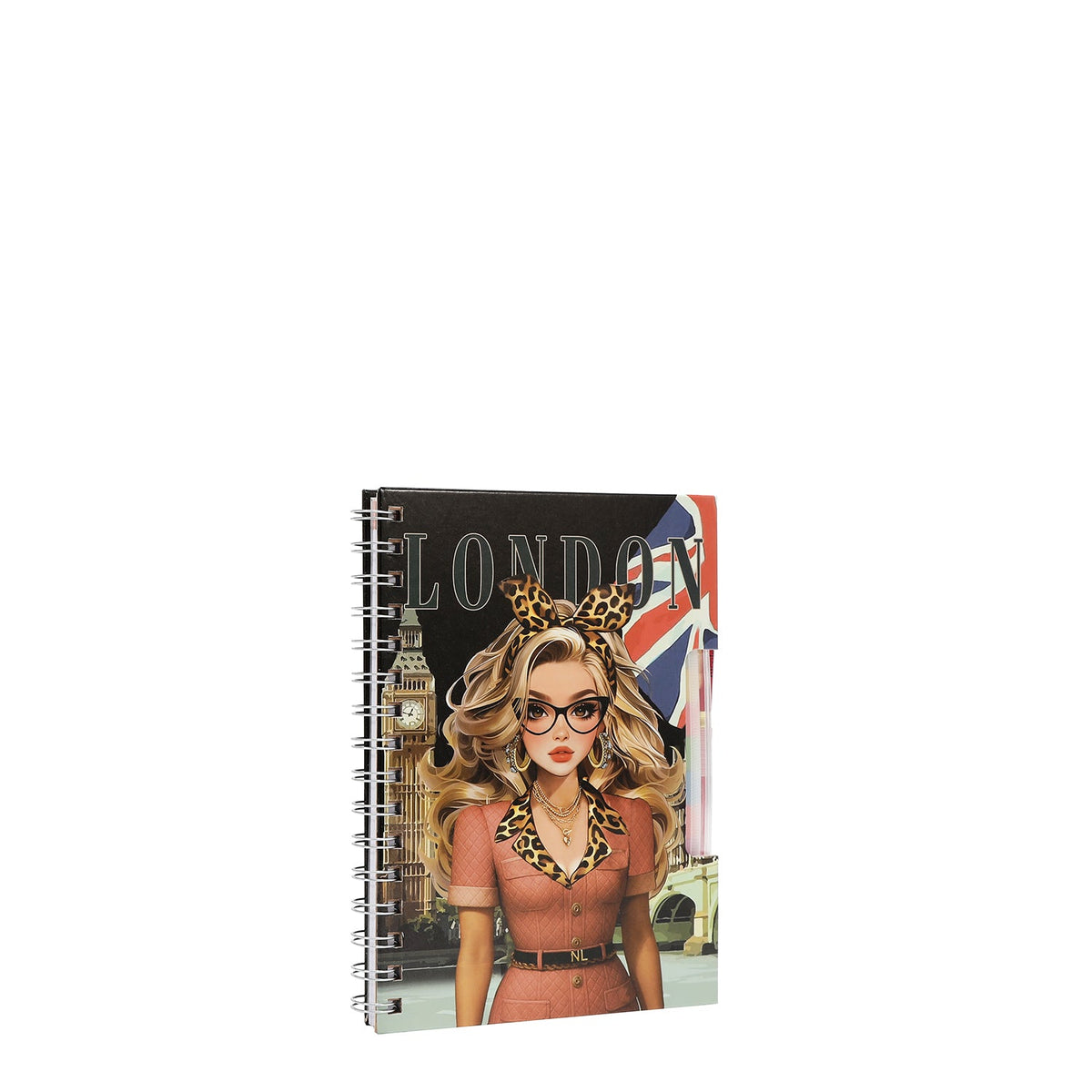 AGENDA ESPIRAL CON BOLSILLO CON CREMALLERA Y NOTAS ADHESIVAS (LONDON EYE-NEGRO)