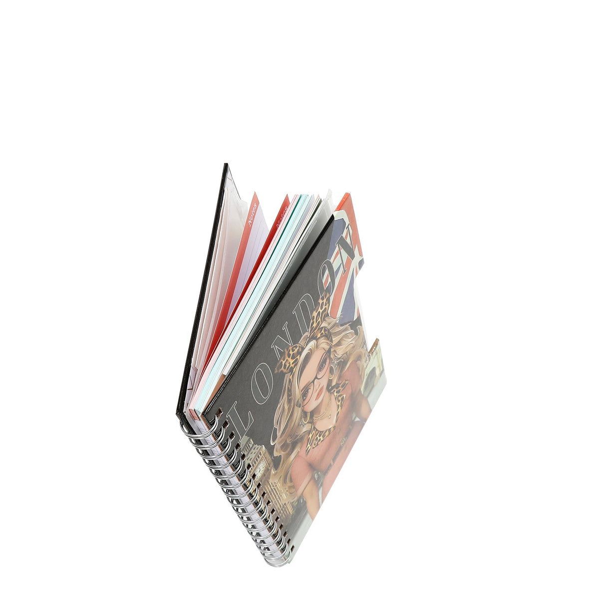 AGENDA ESPIRAL CON BOLSILLO CON CREMALLERA Y NOTAS ADHESIVAS (LONDON EYE-NEGRO)