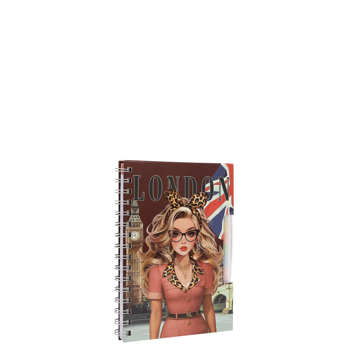 AGENDA ESPIRAL CON BOLSILLO CON CREMALLERA Y NOTAS ADHESIVAS (LONDON EYE-MARRON)