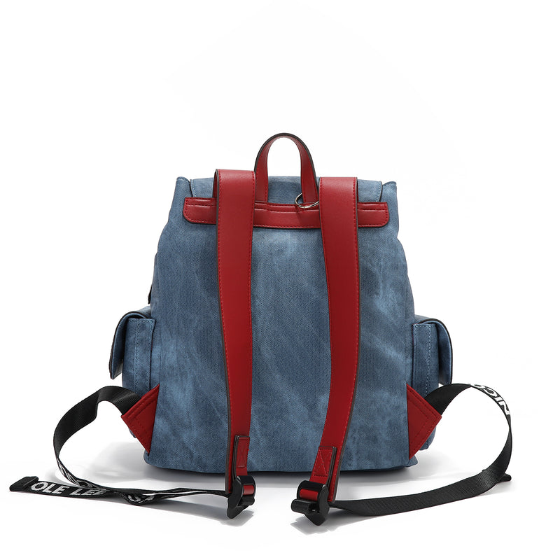 BACKPACK WITH MULTIPLE PATCHES (BLUE)