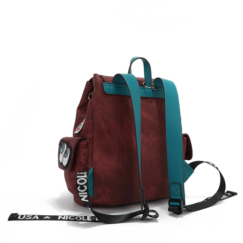BACKPACK WITH MULTIPLE PATCHES (RED)