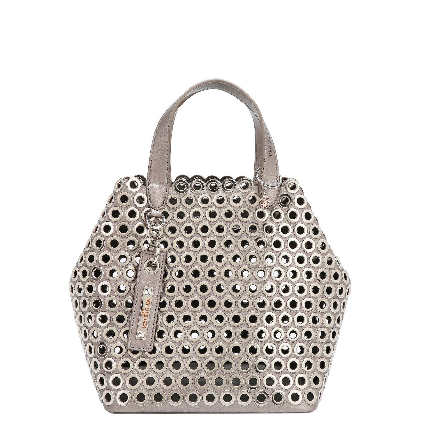 BORSA A BORSA CON BORDO OCCHIELLO (ARGENTO)