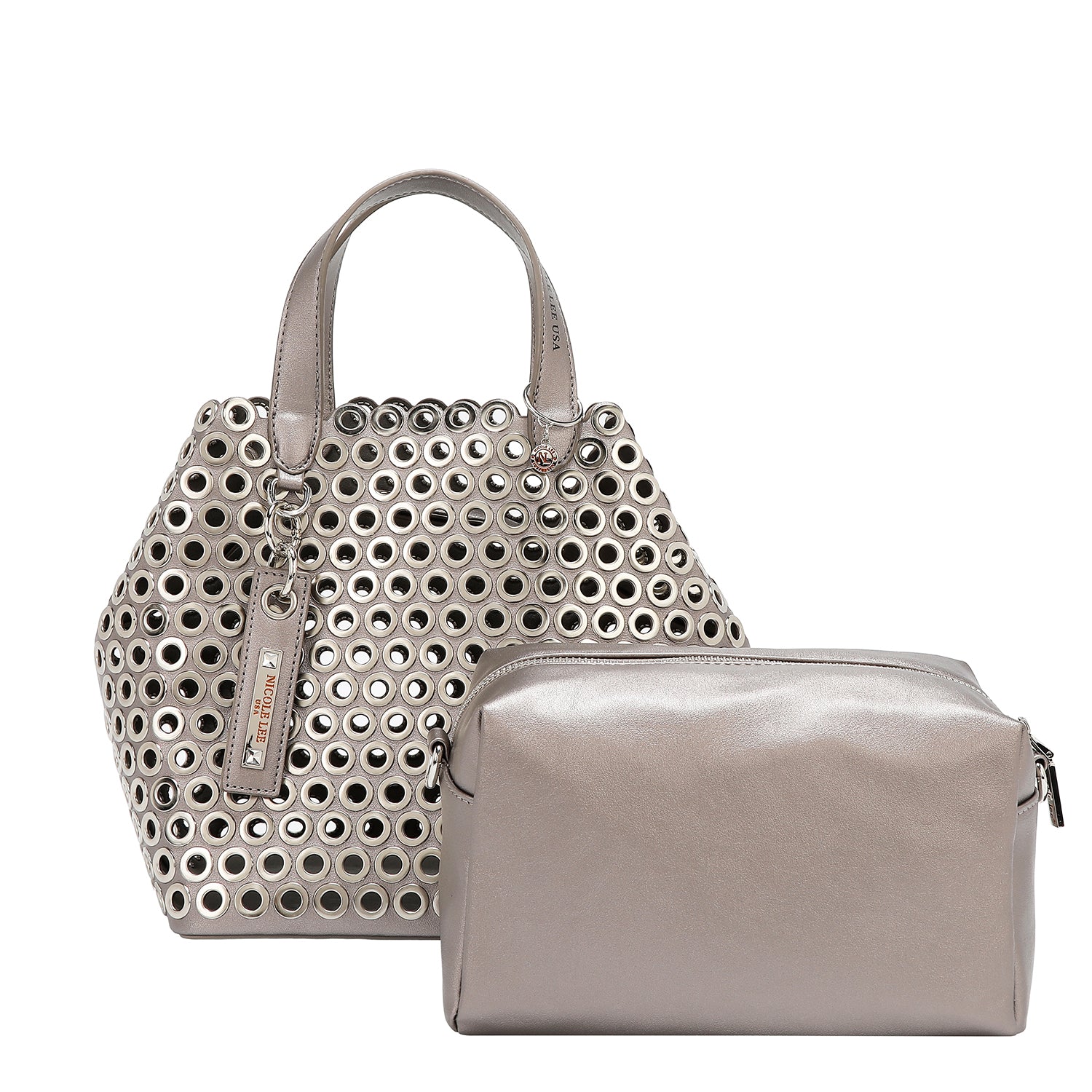 BORSA A BORSA CON BORDO OCCHIELLO (ARGENTO)