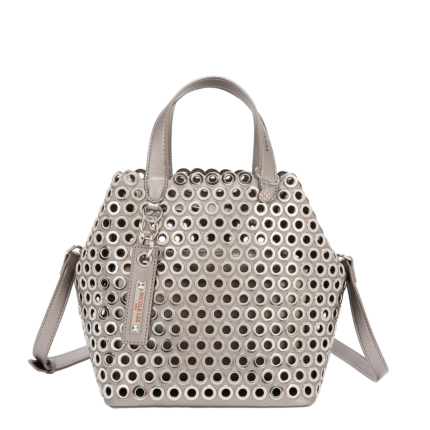 BORSA A BORSA CON BORDO OCCHIELLO (ARGENTO)