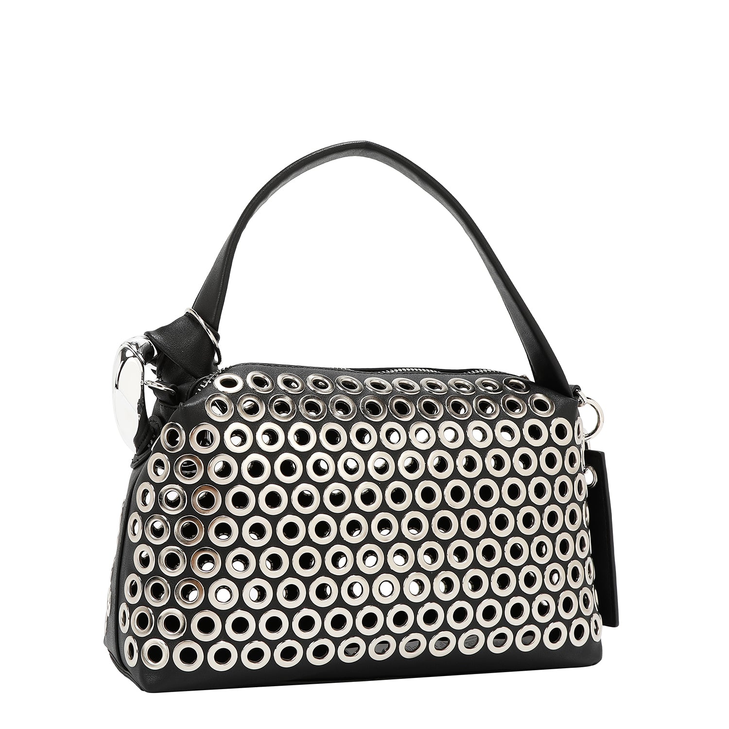 SHOULDER BAG WITH EYELETTE EDGE (BLACK)