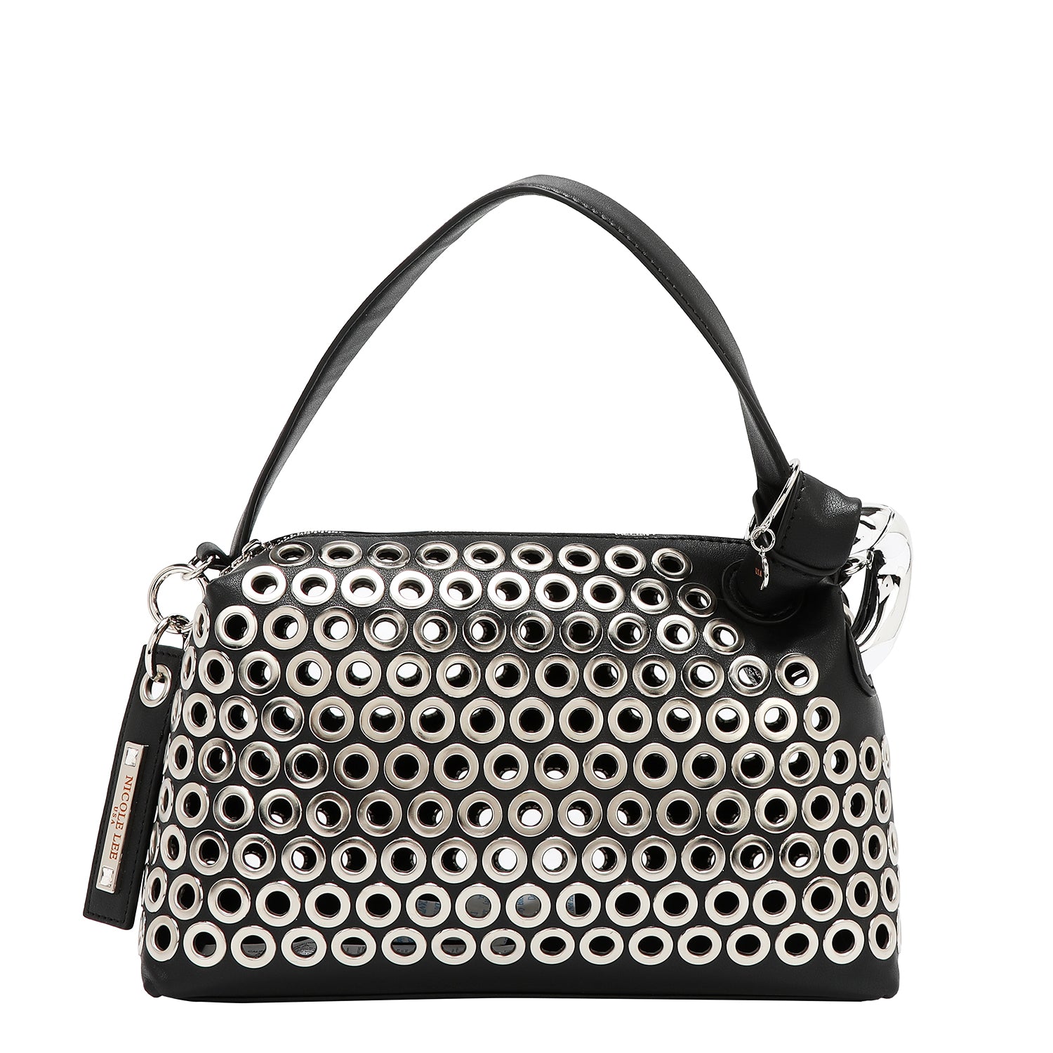 SHOULDER BAG WITH EYELETTE EDGE (BLACK)