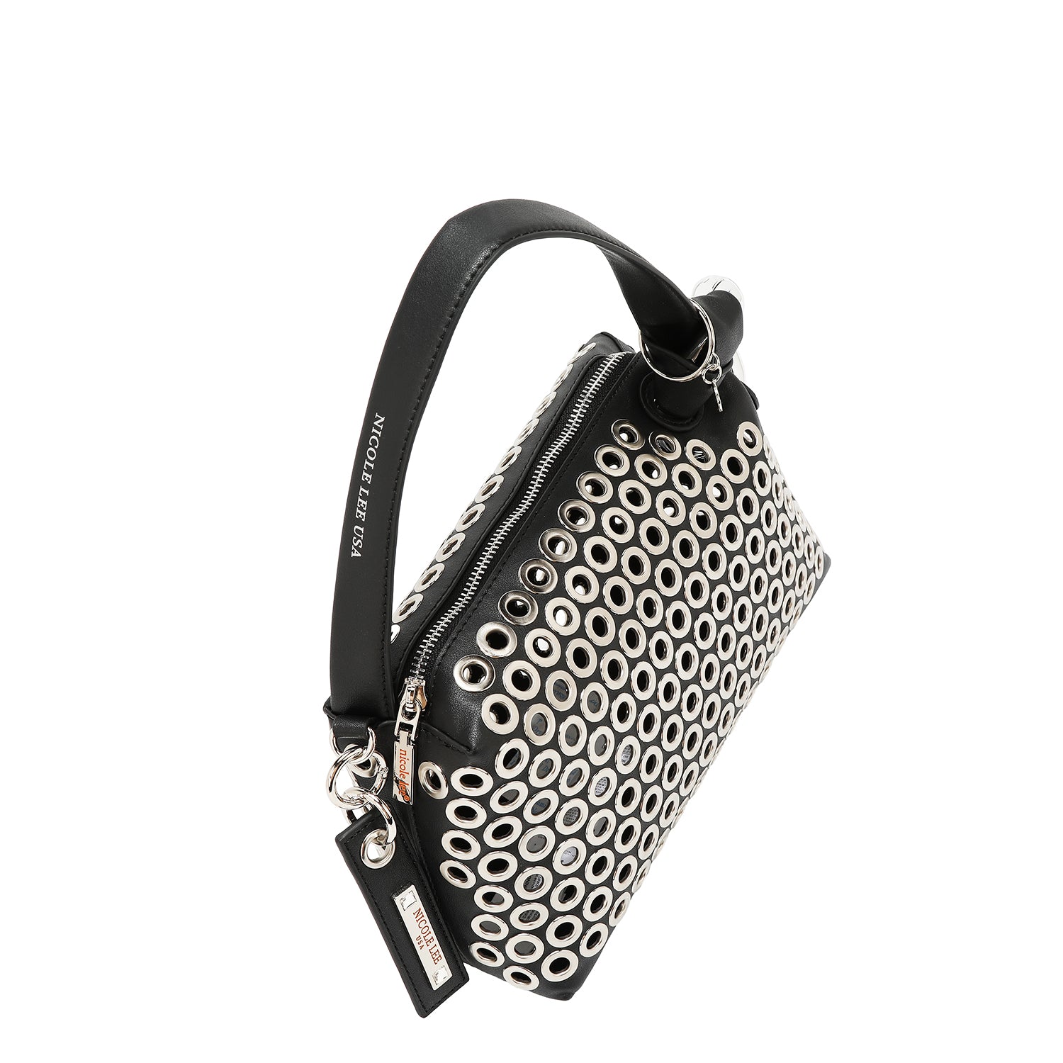 SHOULDER BAG WITH EYELETTE EDGE (BLACK)