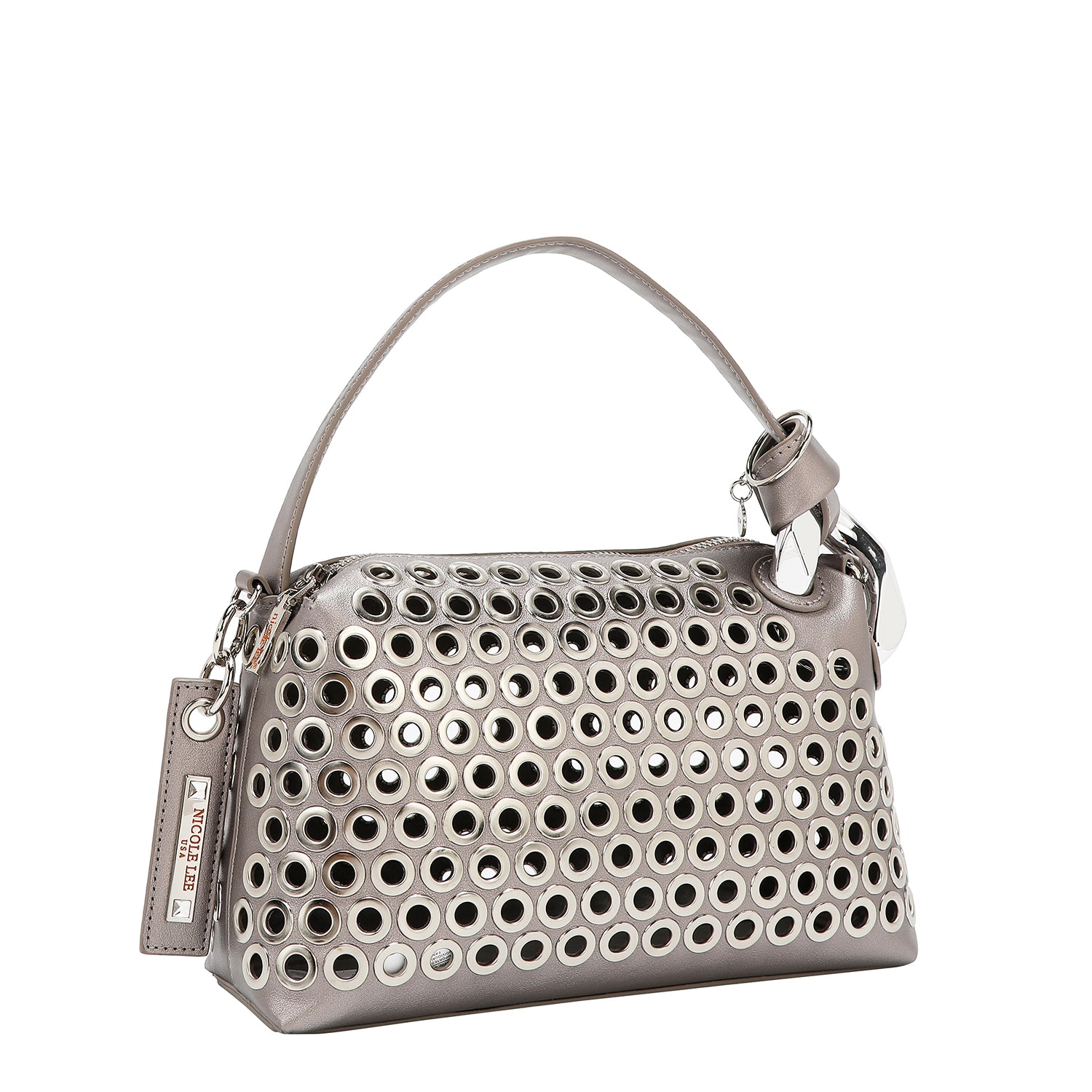 BORSA A TRACOLLA CON BORDO OCCHIELLO (ARGENTO)