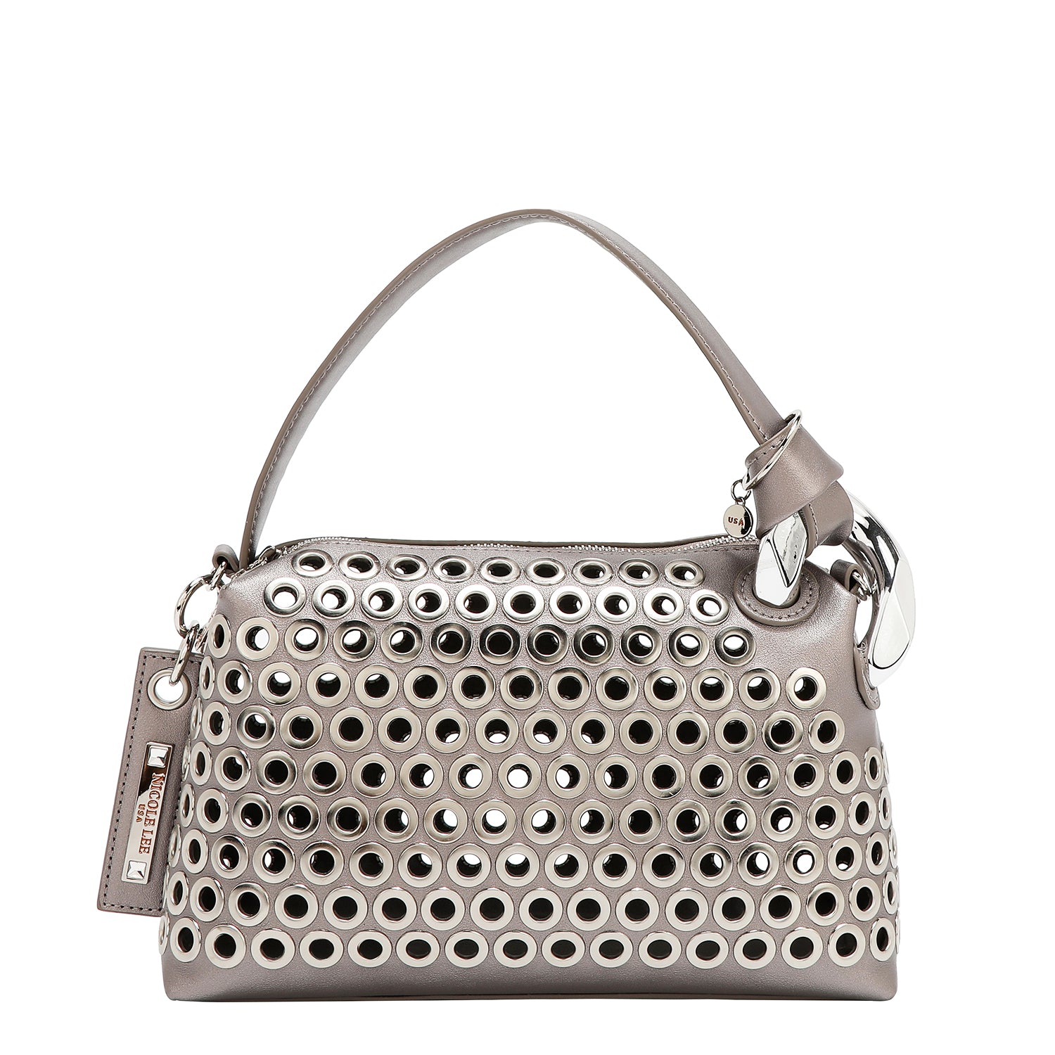BORSA A TRACOLLA CON BORDO OCCHIELLO (ARGENTO)